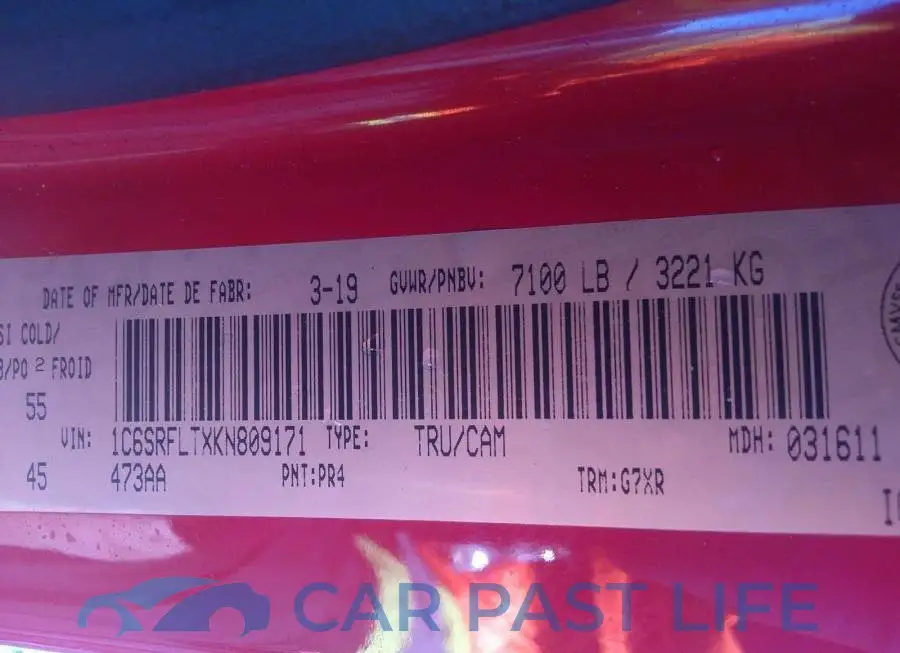 1C6SRFLTXKN809171# 9
