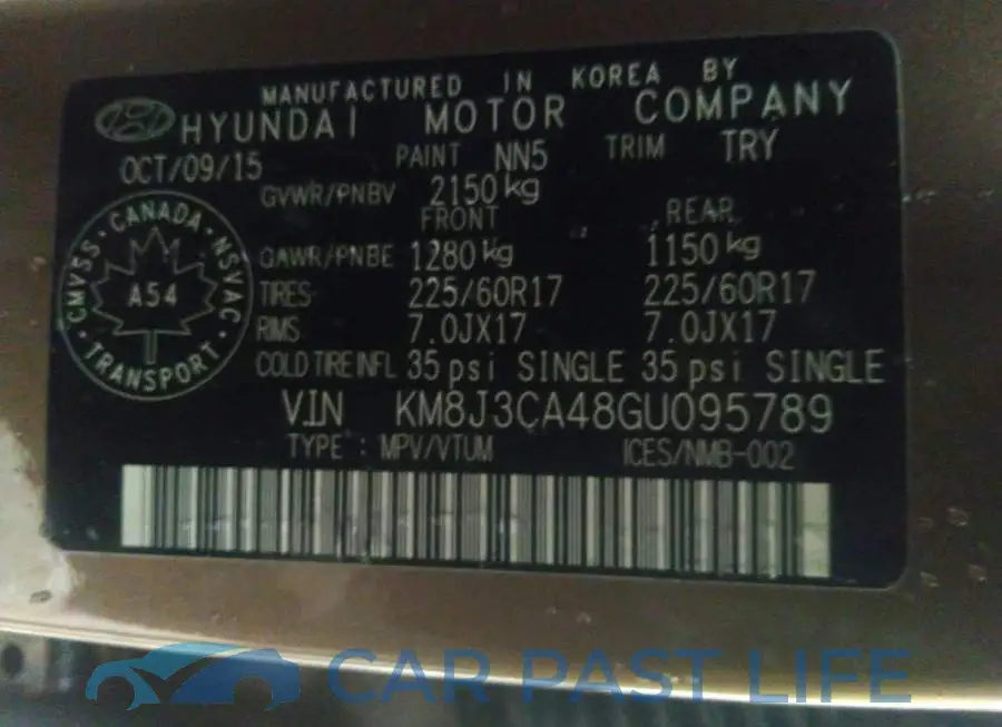 KM8J3CA48GU095789# 9