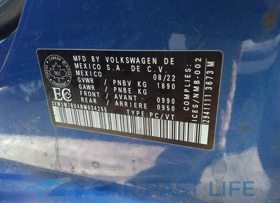 3VWSM7BU4NM034255# 9