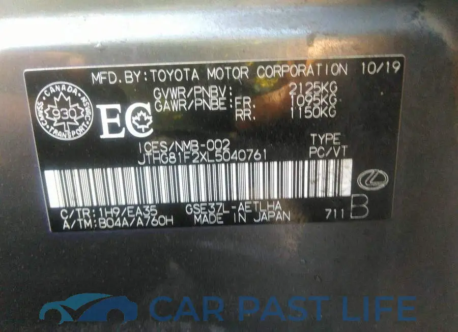 JTHG81F2XL5040761# 9