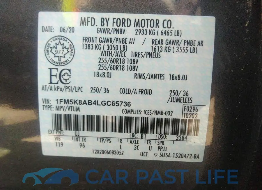 1FM5K8AB4LGC65736# 9