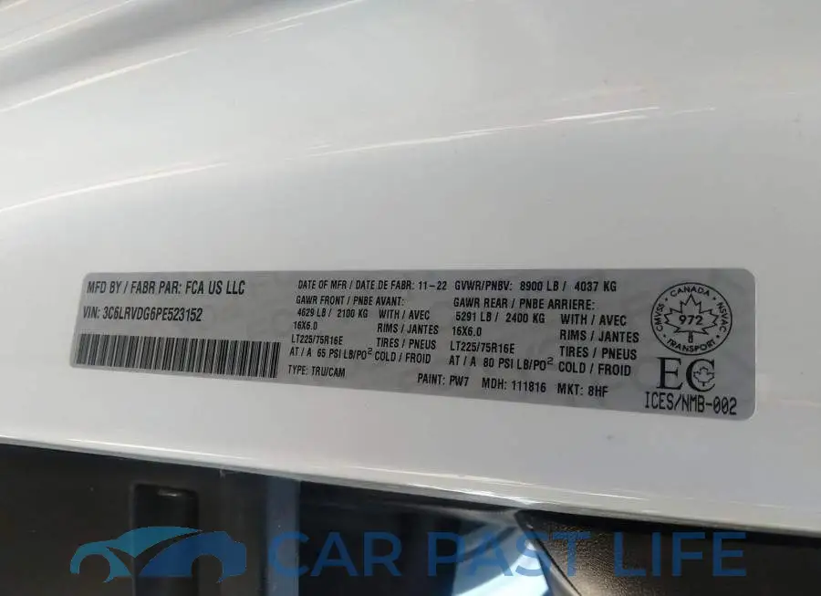 3C6LRVDG6PE523152# 9