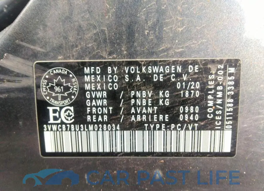 3VWCB7BU3LM028034# 9
