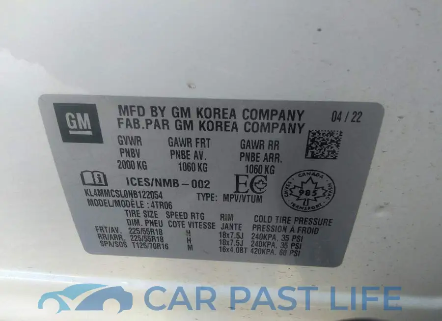 KL4MMCSL0NB122054# 9