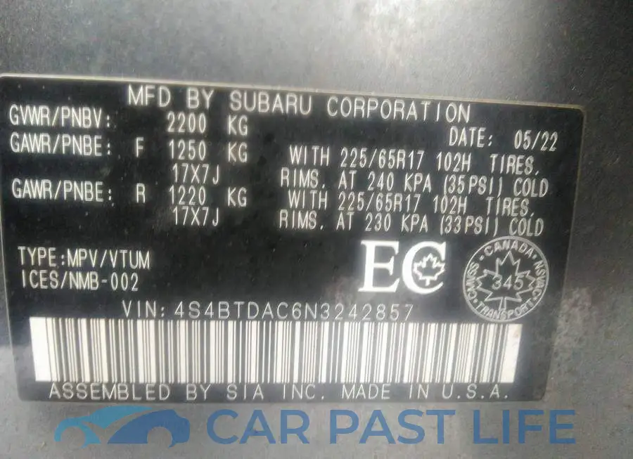 4S4BTDAC6N3242857# 9