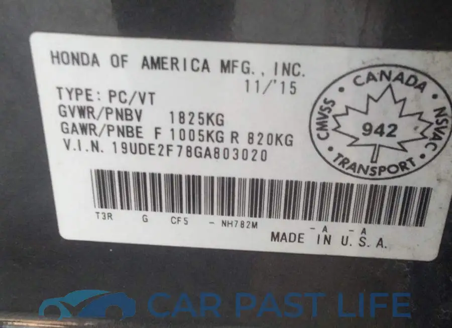 19UDE2F78GA803020# 9