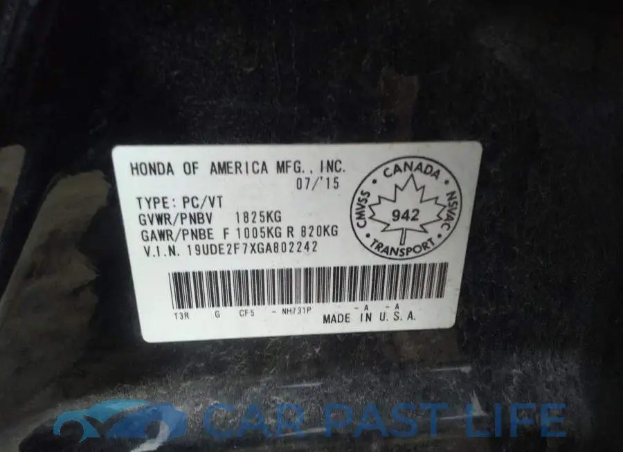19UDE2F7XGA802242# 9