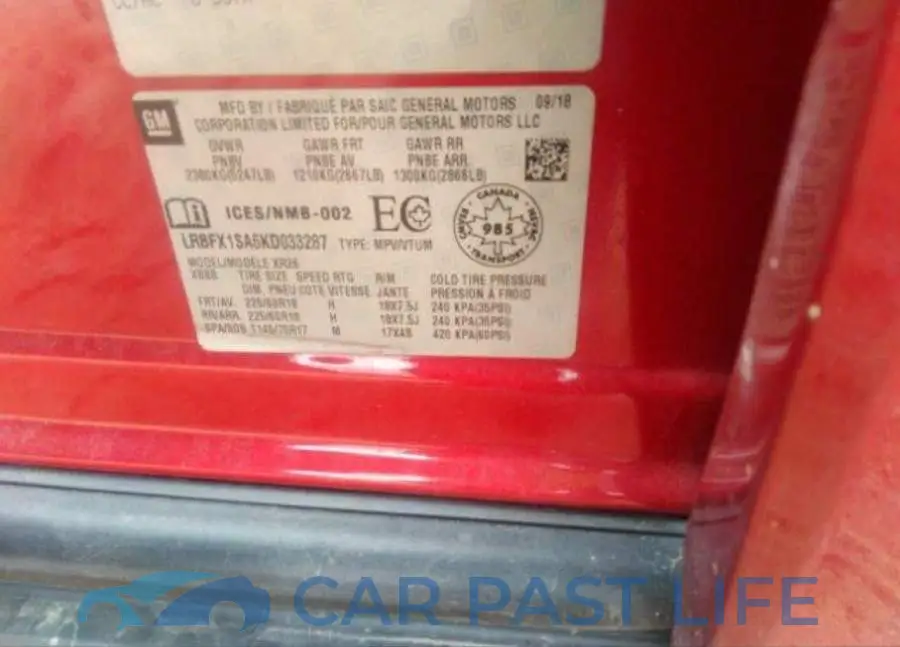 LRBFX1SA6KD033287# 10