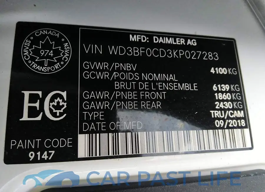 WD3BF0CD3KP027283# 9