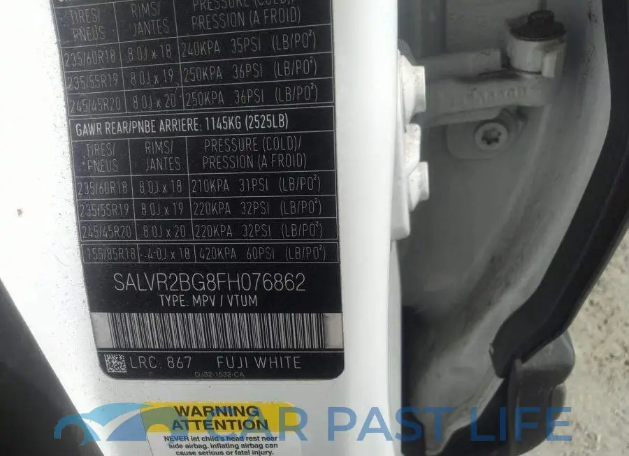SALVR2BG8FH076862# 9