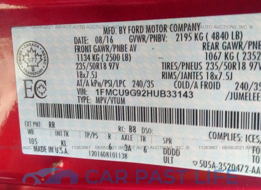 1FMCU9G92HUB33143# 9