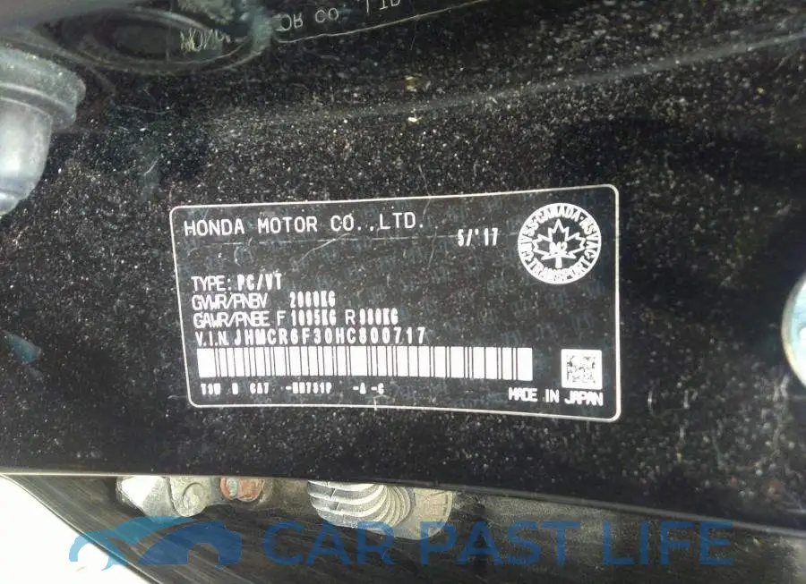 JHMCR6F30HC800717# 9