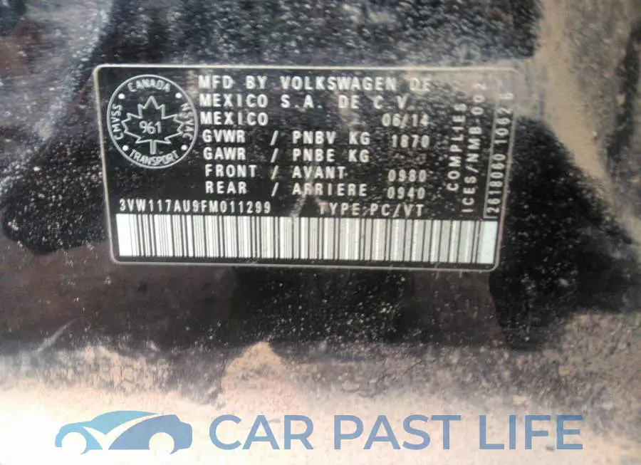 3VW117AU9FM011299# 9