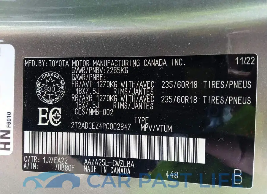 2T2ADCEZ4PC002847# 9