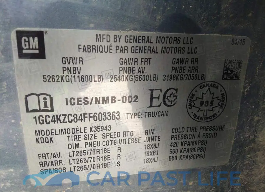 1GC4KZC84FF603363# 9