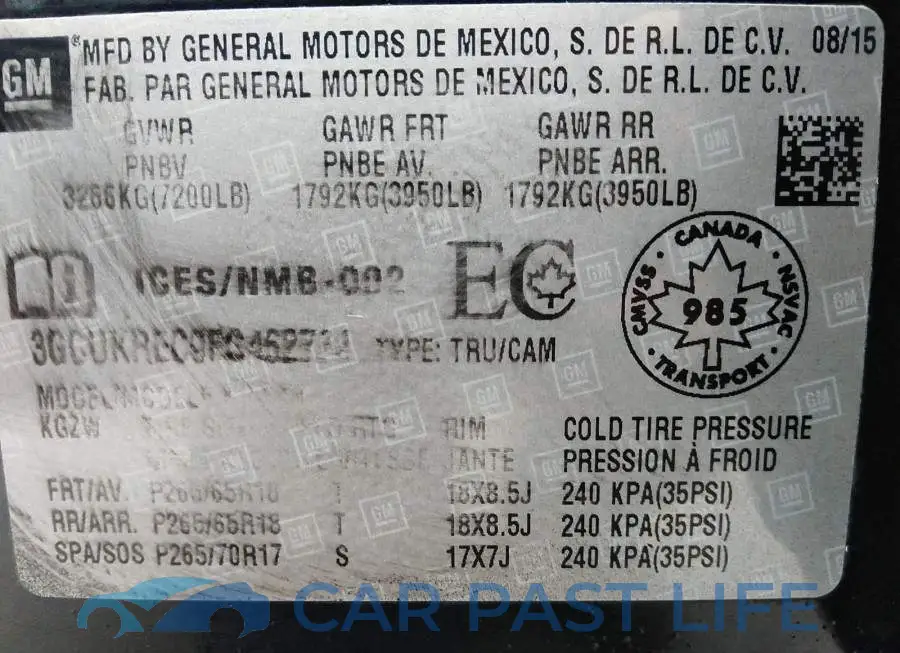 3GCUKREC9FG462774# 9