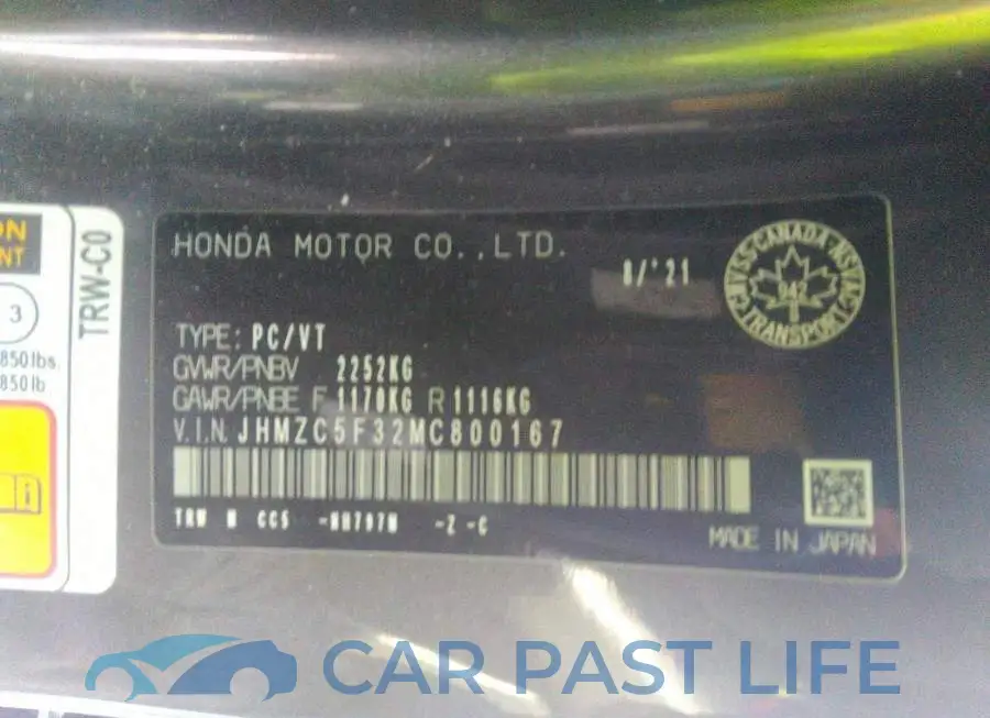 JHMZC5F32MC800167# 9