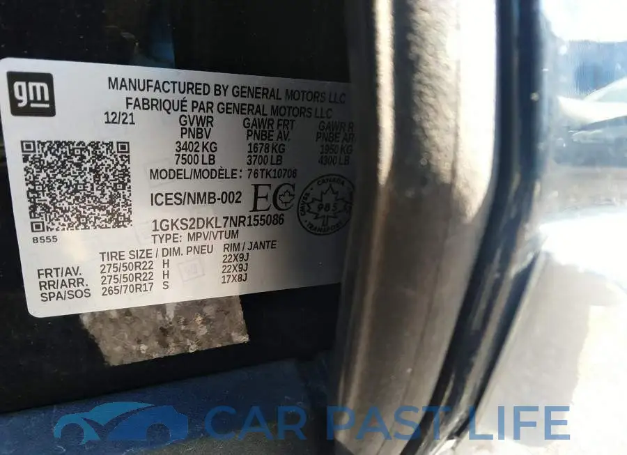 1GKS2DKL7NR155086# 9