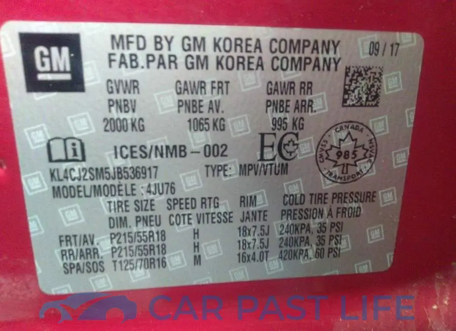 KL4CJ2SM5JB536917# 9