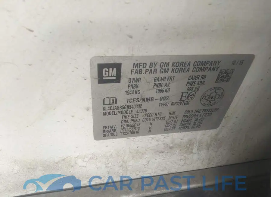 KL4CJASB5GB540032# 9