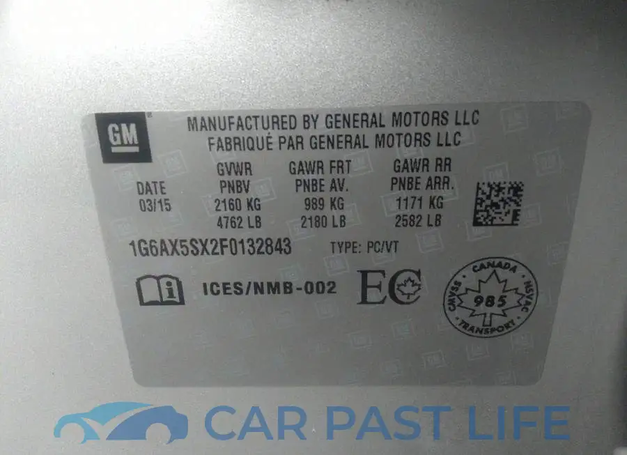 1G6AX5SX2F0132843# 9