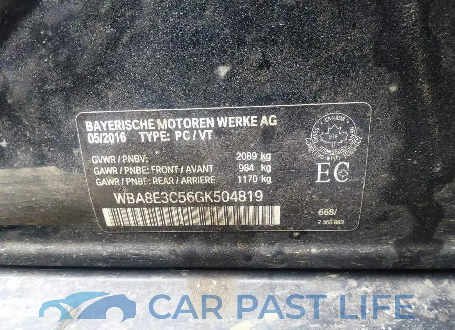 WBA8E3C56GK504819# 9