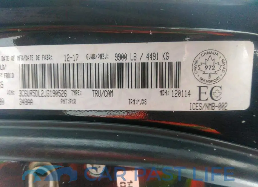 3C6UR5DL2JG190526# 10