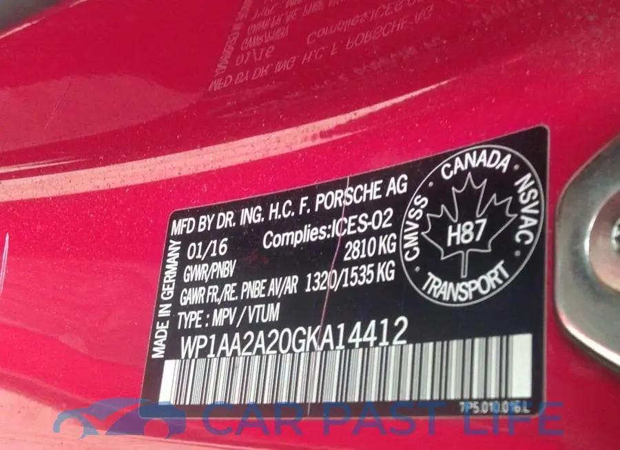WP1AA2A20GKA14412# 9