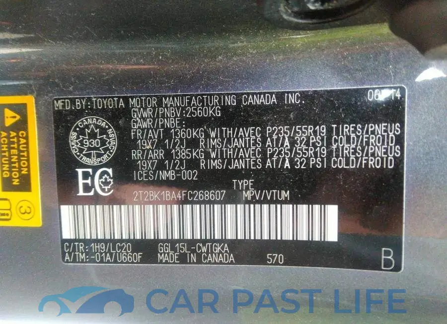 2T2BK1BA4FC268607# 9