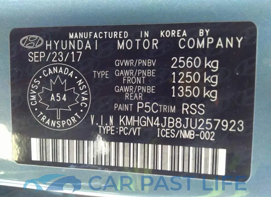KMHGN4JB8JU257923# 9