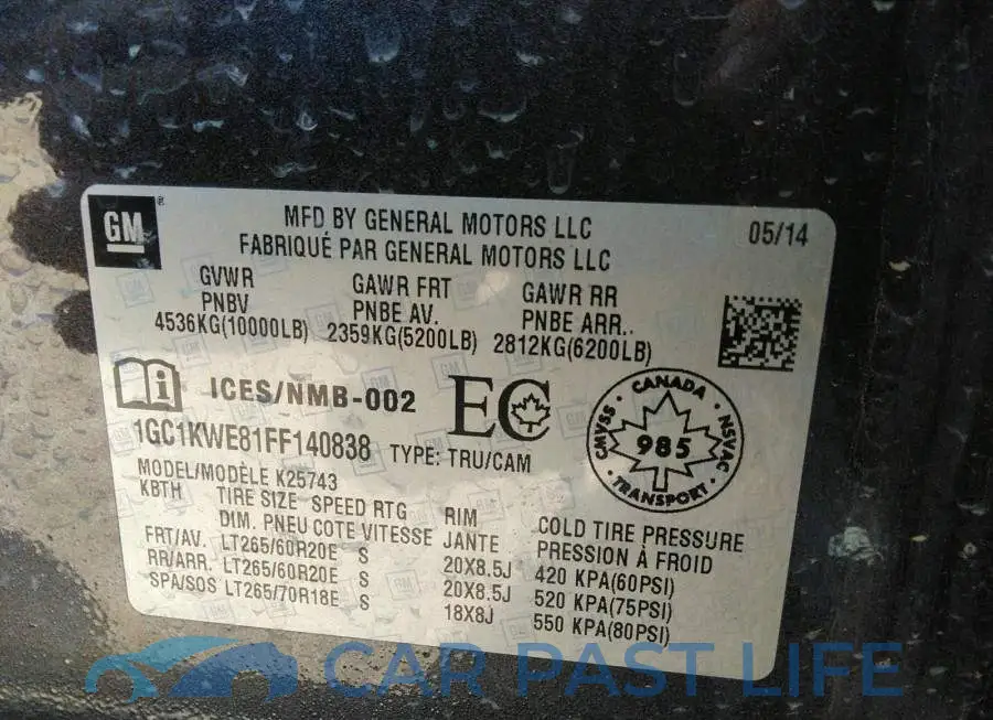 1GC1KWE81FF140838# 9