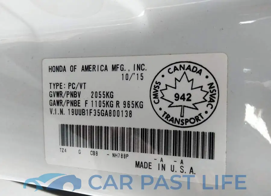 19UUB1F35GA800138# 9