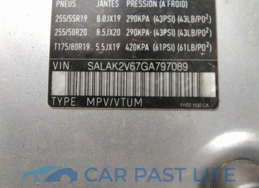 SALAK2V67GA797089# 9