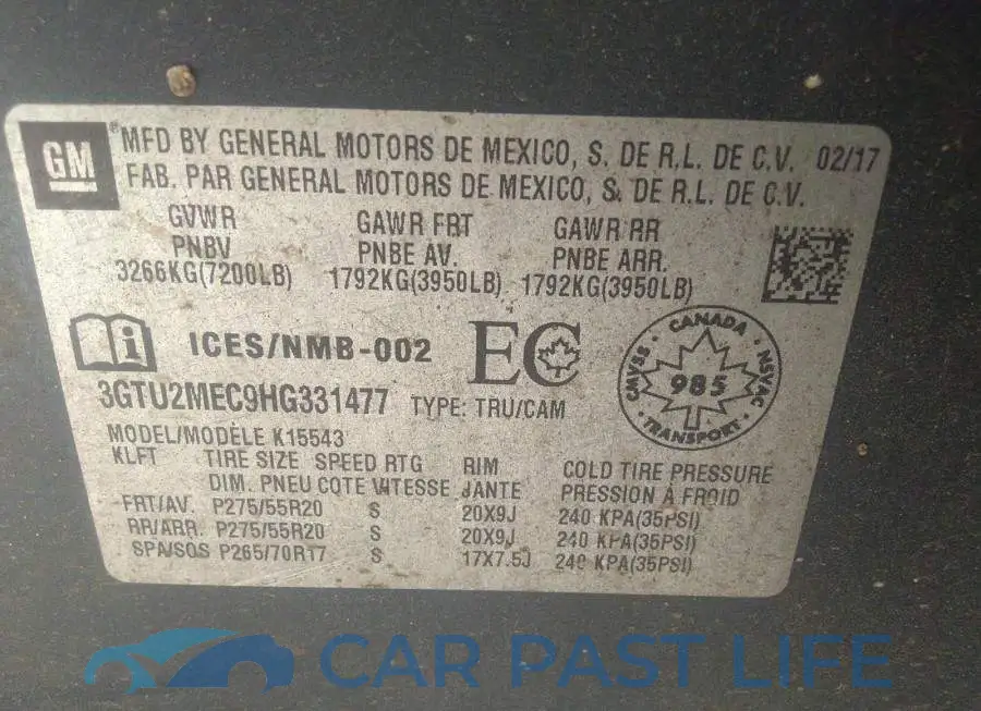 3GTU2MEC9HG331477# 9