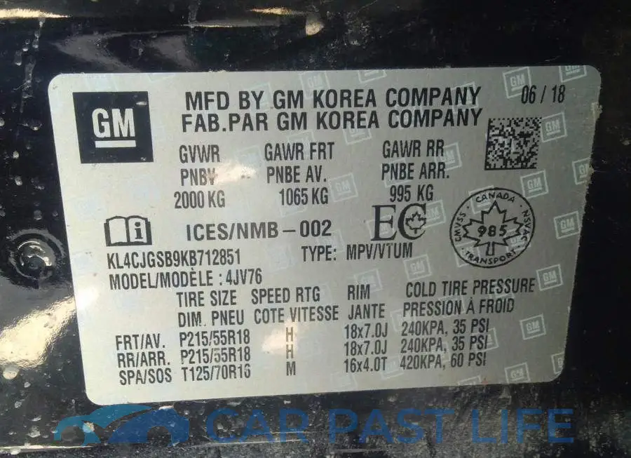 KL4CJGSB9KB712851# 9