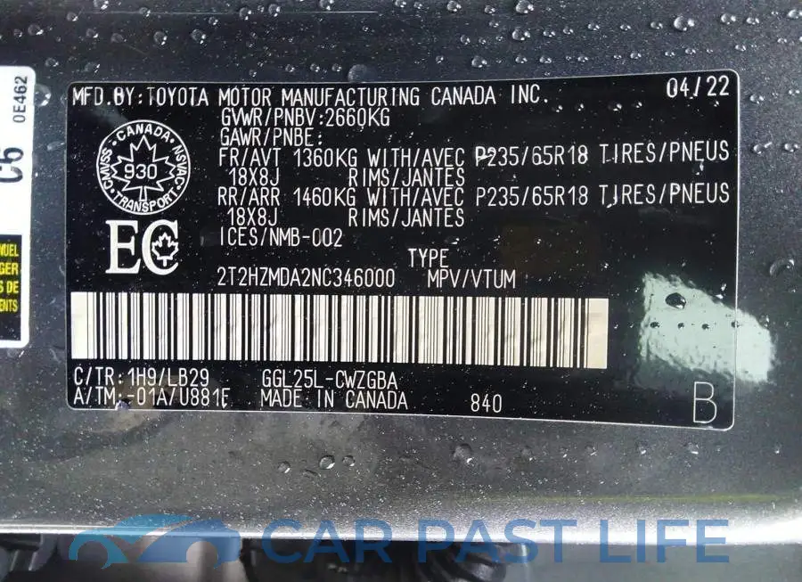 2T2HZMDA2NC346000# 9