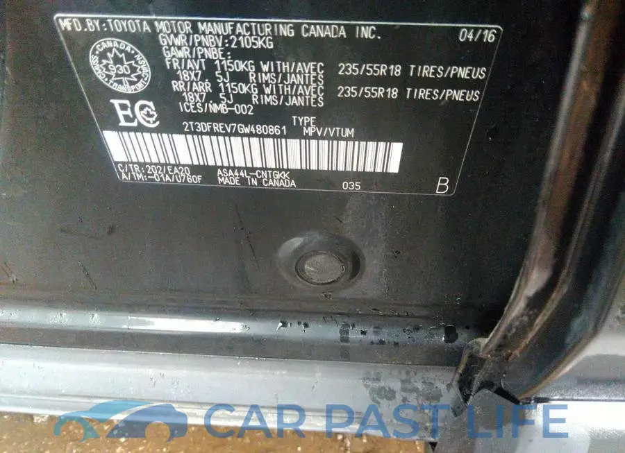 2T3DFREV7GW480861# 9