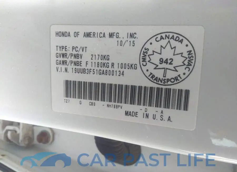 19UUB3F51GA800134# 9