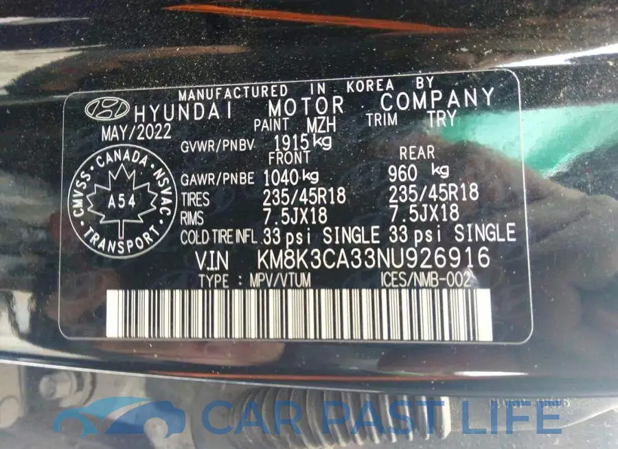 KM8K3CA33NU926916# 9