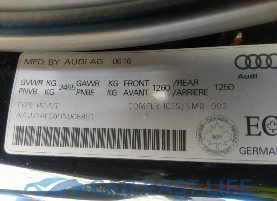 WAUJ2AFC8HN008851# 9