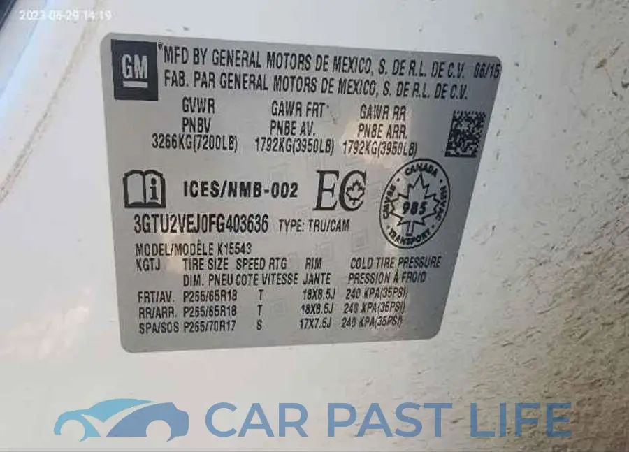 3GTU2VEJ0FG403636# 9
