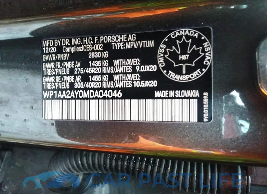 WP1AA2AY0MDA04046# 9