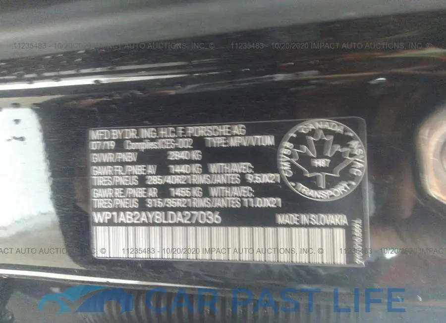 WP1AB2AY8LDA27036# 9