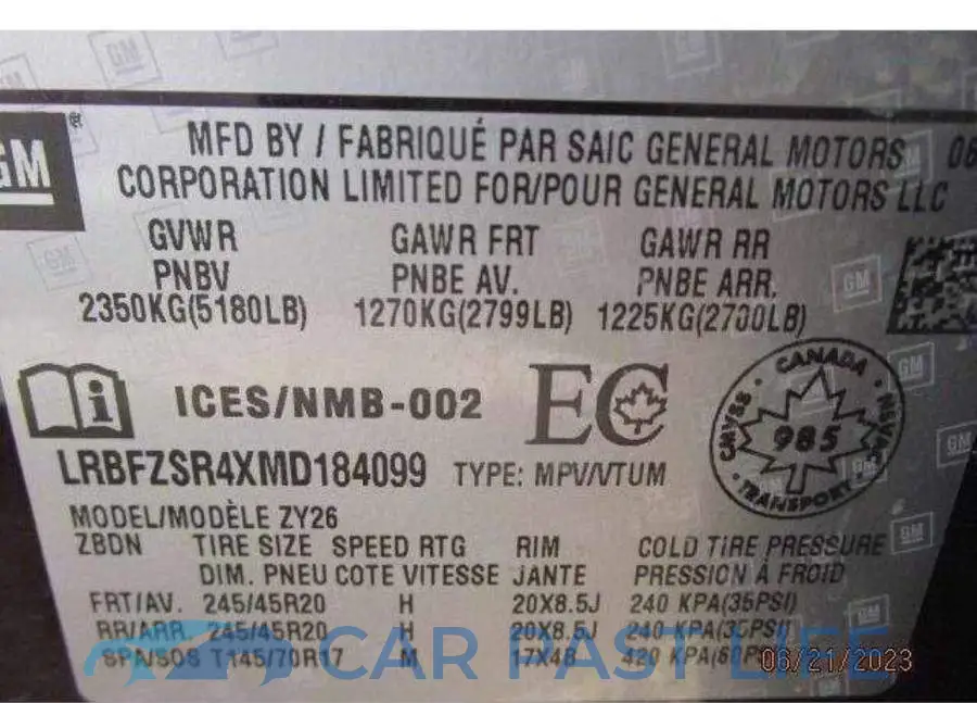 LRBFZSR4XMD184099# 11