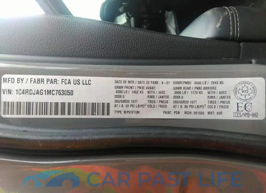 1C4RDJAG1MC763050# 9