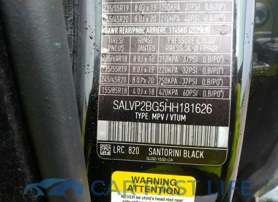SALVP2BG5HH181626# 9