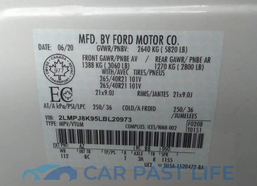 2LMPJ8K95LBL20973# 9