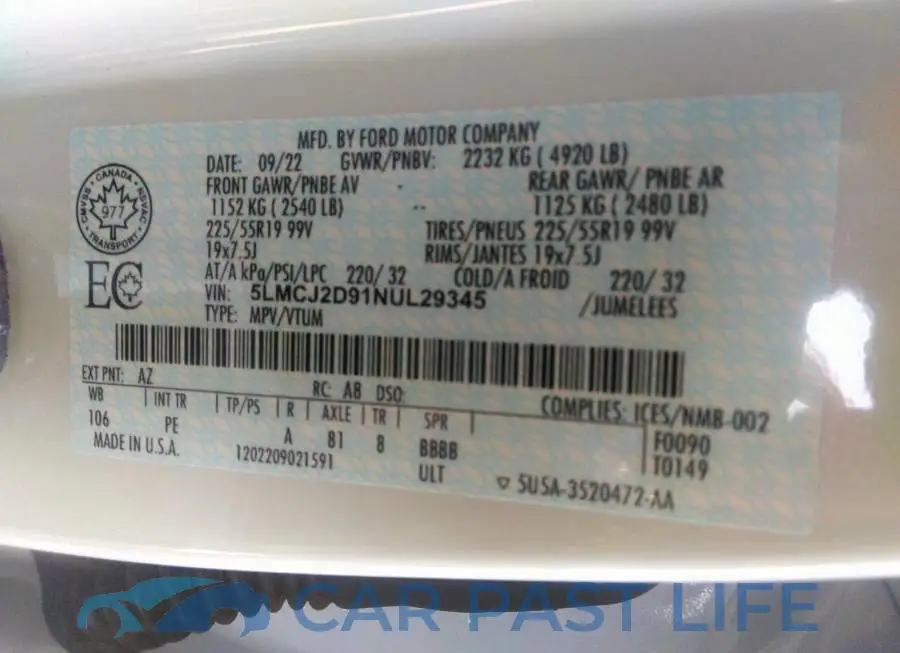 5LMCJ2D91NUL29345# 9