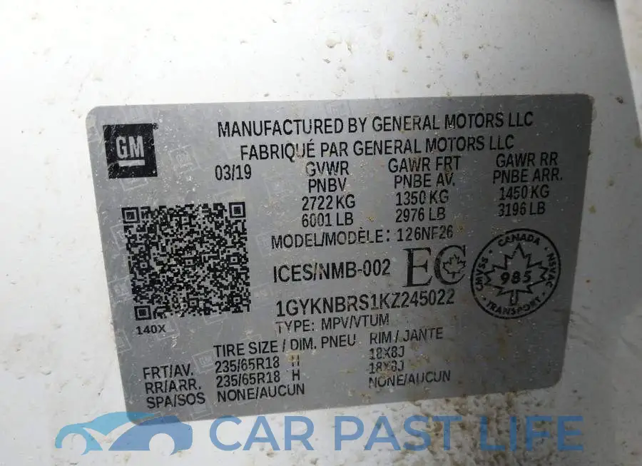 1GYKNBRS1KZ245022# 9