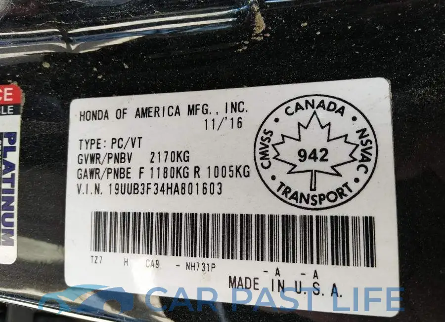 19UUB3F34HA801603# 9
